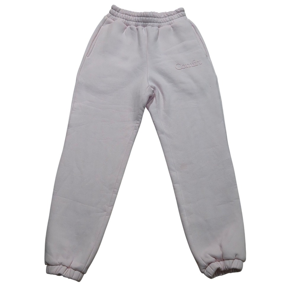 Comfrt Signature Pastel Pink Fleece Jogger Sweatpants XS Logo Loungewear Relax